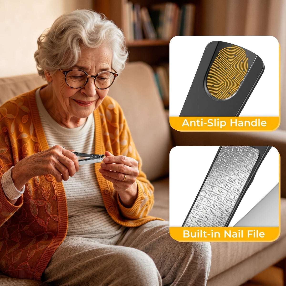 Ensemble professionnel de coupe-ongles pour seniors - Outils robustes pour ongles épais | DRMODE