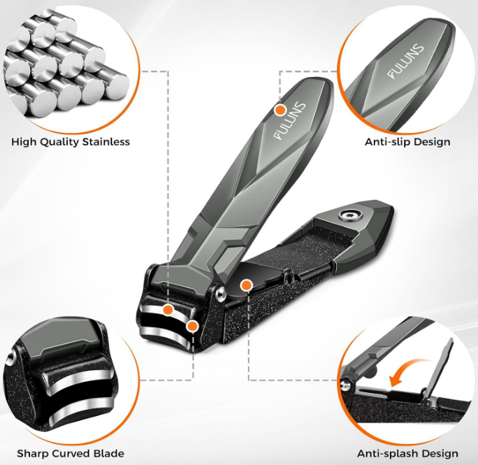 Coupe-ongles anti-éclaboussures ultra tranchants avec manche ergonomique long | DRMODE